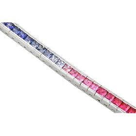 14KT White Gold 7.00ct Multi-Sapphire Bracelet by Jewelry Pot