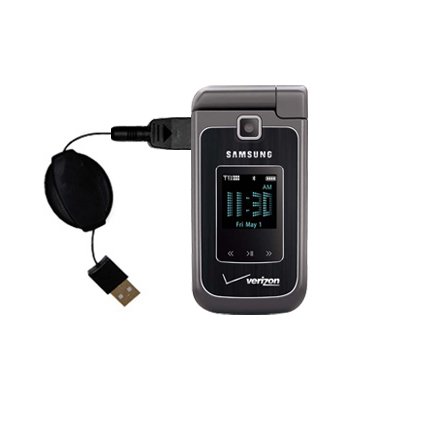 Retractable USB Cable for the Samsung SCH-U750 with Power Hot Sync and Charge capabilities - uses Gomadic TipExchange Technology