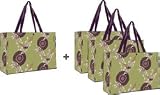 Classic Chinese Green Print Tote - Large - 4 Pack