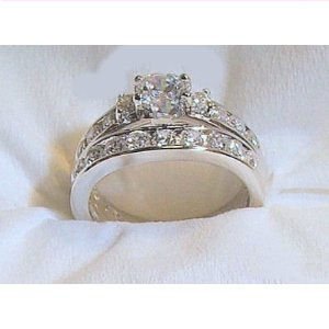 White Gold 925 Sterling Engagement Wedding Ring Set (8)