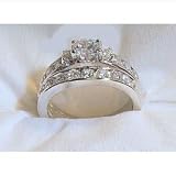 14k White Gold .925 Engagement Wedding Ring Set