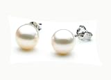 Freshwater Cultured Pearl Earrings 7.5-8mm White Pearls with Silver Mount