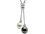 0.27 cts Pearls Necklace - 14kt White or Yellow Gold LIFETIME WARRANTEE