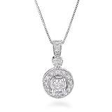 14K White Gold 1/3 ct Diamond Antique Pendant 18