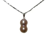 Fortune Charm Pearl Pendant on Silver Chain Necklace, Gold