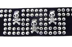 Steel Beads Skulls Wide Leather Band Halloween Accessories