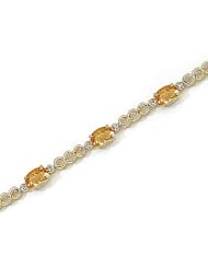 14kt Yellow Gold Oval Citrine and Diamond Bracelet