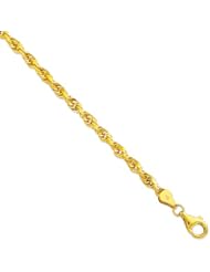 10K Yellow Gold 24" 5.0mm Polish Solid Diamond Cut Royal Rope Chain With Pear Shape Clasp