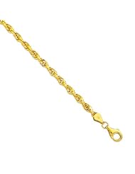 10K Yellow Gold 20" 5.0mm Polish Solid Diamond Cut Royal Rope Chain With Pear Shape Clasp