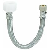 Fluidmaster B1T12 Toilet Connector, Braided Stainless Steel - 3/8" Female Compression Thread x 7/8" Female Ballcock Thread, 12" Length