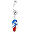 Usa Flag Flipflop Cubic Zirconia Belly Ring