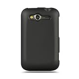 Hard Snap on Plastic BLACK RUBBERIZED Faceplate Cover Case for HTC WILDFIRE ....