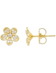Plumeria Earrings with Diamonds in 14K Yellow Gold - 8.5mm