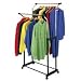 Garment Rack - Double Flared - Matte Black Steel (Black and Steel) (38" to 67"H x 34"W x 17"D (bottom) 24"D (top))