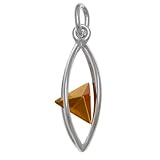 Millennium Collection Sterling Silver Marquise-shaped Pendant with Certified Genuine Honey Amber Pyramid