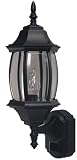 Heath Zenith SL-4196-BK Die Cast Aluminum Motion Activated 6-Sided Lantern With Curved Glass, Black