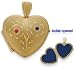 10 Karat Yellow Gold Ruby & Sapphire Heart Locket with Design