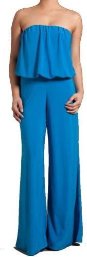 SkyFashion Woman Strapless Jumpsuit Tube Loose Fitting Full Wide Leg