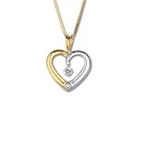 14K Two-Tone Gold Shimmering Diamond Heart Pendant - 0.05 Ct.