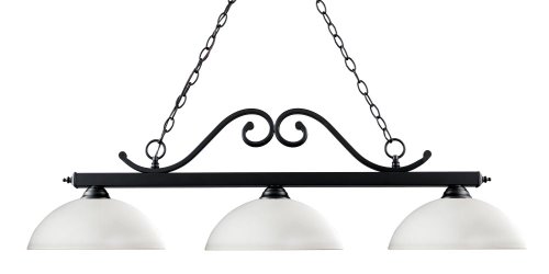 Three Light Matte Black Matte Opal Glass Island Light