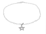 Italian Sterling Silver Religious Themed Link Anklet, Star
