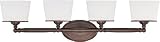 Tucson - 4 Light Bathroom Vanity Lighting Fixture - Brushed Bronze - White Opal Oval Shaped Glass - B4705