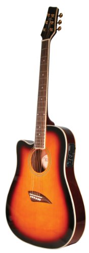 Kona K2LTSB Left-Handed Acoustic Electric Dreadnought Cutaway Guitar in Tobacco Sunburst Finish