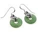  : GREEN AVENTURINE DONUT LILYPADS DETAILED FROGS STERLING SILVER HOOK EARRINGS