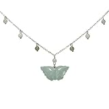 Natural Grade A Jadeite Jade Springtime Butterfly Beaded Platinum Over Sterling Silver Anklet 9" with 1" Chain Extender
