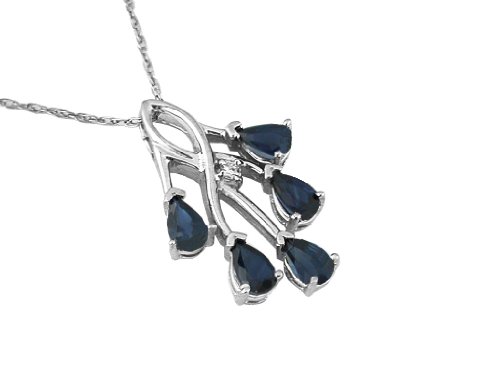 Ladies Sapphire & Diamond Necklace 14K White Gold (TCW1.32)