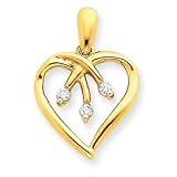 14k Three Stone Diamond Heart Pendant