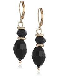Napier "Black To Gold" Gold-Tone, Jet Double Drop Earrings