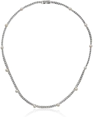 Crislu Platinum Plated Sterling Silver Cubic Zirconia Bridal Necklace