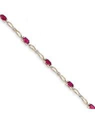 14k Diamond And African Ruby Bracelet