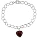 Silver Murano Glass Red Heart Charm Bracelet