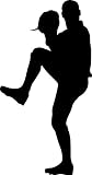 Sports Silhouette Wall Decals - Baseball Player Pitcher Righty Leg Kick Silhouette - 12 inch Removable Graphic