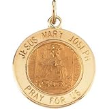 313ZzaccQgL. SL160  14k Yellow Gold Jesus Mary Joseph Medal 18mm   JewelryWeb