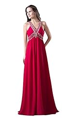 V-neck Chiffon Lace Beaded Sleeveless Cocktail Floor Length Evening Dress/Bridesmaid Dress/Prom Dress/Wedding Party Dress 