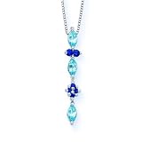 10K White Gold 1/2 ct. Blue Topaz and 0.12 ct. Sapphire Pendant with Chain