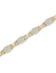 14K Yellow Gold Oval Opal and Diamond Bracelet
