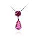 14k White Gold Pink Topaz and Created Pink Sapphire Drop Pendant, 17
