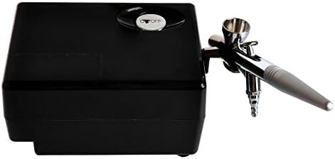 LIPPO Multi-purpose SP16 Air Compressor Airbrush Set 0.4mm Needle Art Kit for Tattoo Cake Decorating Makeup, Nail Art Beauty, Painting (Black)