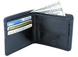 Black Leatherbay Double Fold Wallet with Pocket - Black