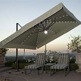 Patio Umbrella - Wanda Portofino Sing 2U Stereo Tilting Offset Umbrella - Sunbrella Canopy - UP338PC - Cocoa