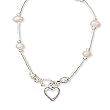 14 + 2 Inch Extension Liquid Silver/Cultured Freshwater Pearl/Open Heart Children's Necklace