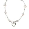 14 + 2 Inch Extension Liquid Silver/Cultured Freshwater Pearl/Open Heart Children's Necklace