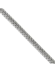 Beautiful 14k White Gold 7.25 Inch 7mm Polished Mesh Bracelet w/ Box Clasp