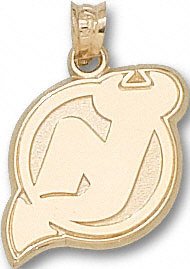 New Jersey Devils 10K Gold ''NJ'' Logo 5/8'' Pendant