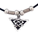 Celtic Triangle Pendant Leather Necklace Irish Keltic Ireland
