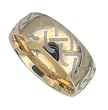 Stainless Steel Gold Band Ring with Design - Size: 8-12